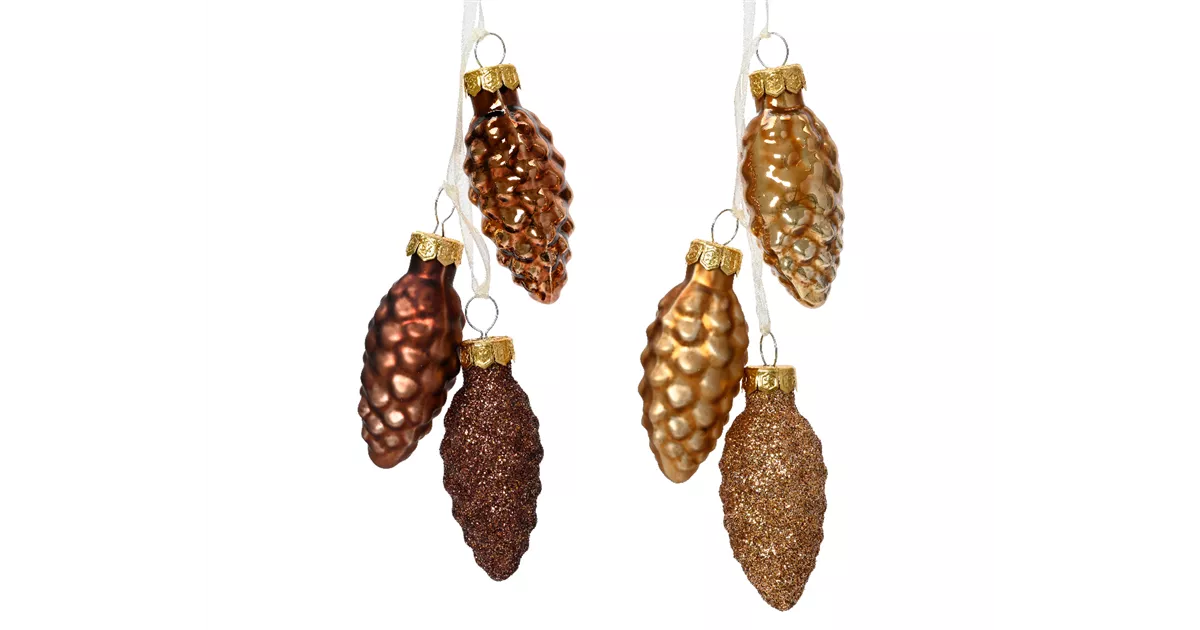 Christbaumkugeln Zapfen Gold, Kupfer und Braun