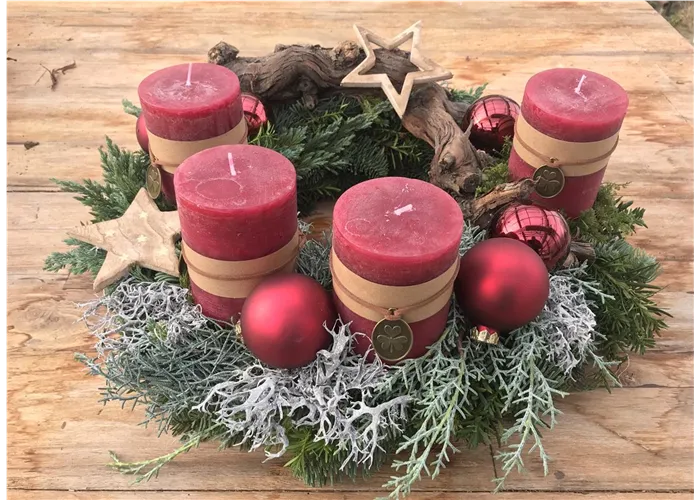 Adventskranz „Sternenzauber“ Ø 40 cm – aus echten Tannen- & Naturzweigen