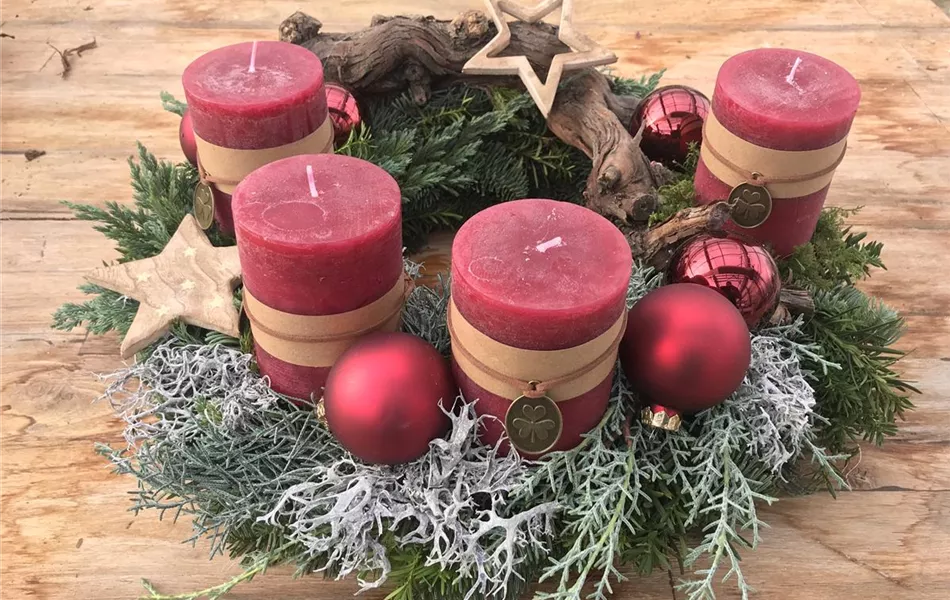 Adventskranz „Sternenzauber“ Ø 40 cm – aus echten Tannen- & Naturzweigen