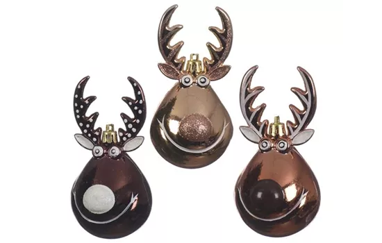 Christbaumkugel, Rentier gold-braun, Hänger Dekor Glitter ca. 11,5 cm Christbaumkugel, Rentier gold-braun, Hänger Dekor Glitter ca. 11,5 cm