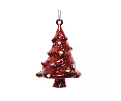 Christbaumkugel, Tannenbaum rot - weiß, 2 Stück