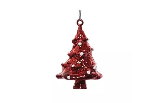 Christbaumkugel, Tannenbaum rot - weiß, 2 Stück Christbaumkugel, Tannenbaum rot - weiß, 2 Stück