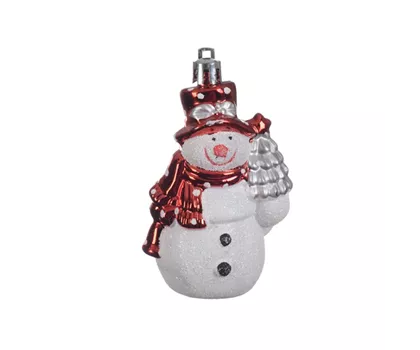 Christbaumkugel, Schneemann rot - weiß