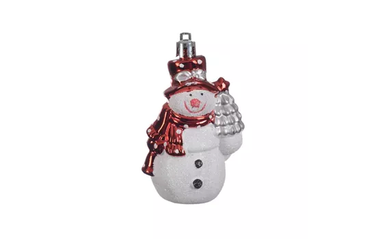 Christbaumkugel, Schneemann rot - weiß Christbaumkugel, Schneemann rot - weiß