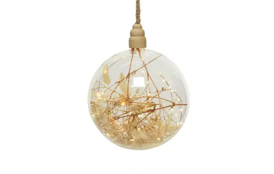 Lumineo Micro LED Kugel transparent mit Driedflowers 14 cm Lumineo Micro LED Kugel transparent mit Driedflowers 14 cm