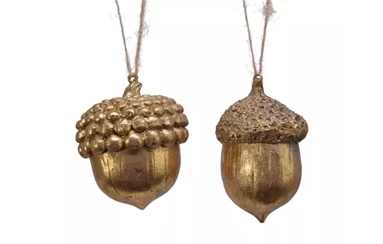 Christbaumschmuck, Eichel in Gold 8 cm, Duo Christbaumschmuck, Eichel in Gold 8 cm, Duo