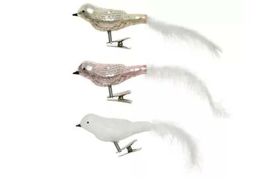 Christbaumkugeln Vogel Klipps 3er Set