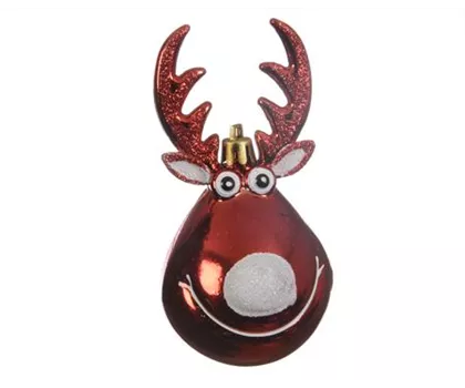 Christbaumkugel, Rentier rot, Hänger Dekor Glitter ca. 11,5 cm