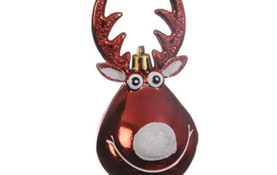 Christbaumkugel, Rentier rot, Hänger Dekor Glitter ca. 11,5 cm