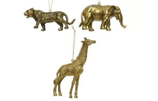 Christbaumkugel - Elefant, Leopard, Giraffe  Christbaumkugel - Elefant, Leopard, Giraffe