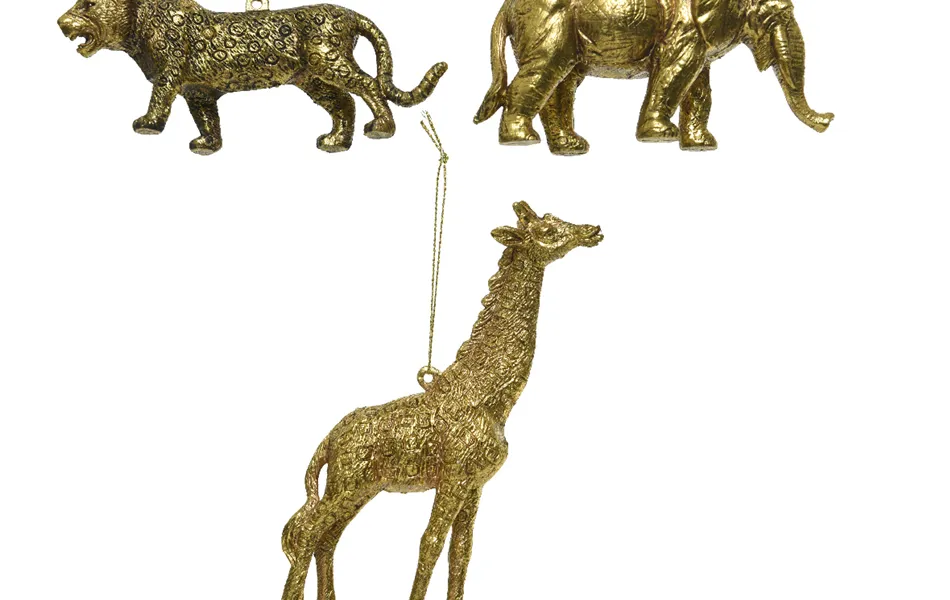Christbaumkugel - Elefant, Leopard, Giraffe 