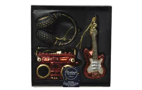 Weihnachtskugel 'Rock'n'Roll Set' 3 Teilig Weihnachtskugel 'Rock'n'Roll Set' 3 Teilig