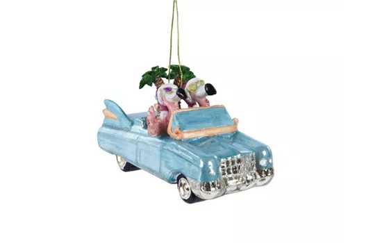 Weihnachtskugel 'Cadillac mit Flamingos' Weihnachtskugel 'Cadillac mit Flamingos'