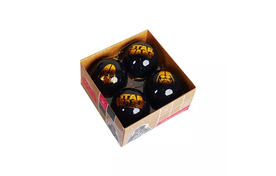 Star Wars Weihnachtskugeln Ø 7,5 cm – Schwarz & Gold  Star Wars Weihnachtskugeln Ø 7,5 cm – Schwarz & Gold
