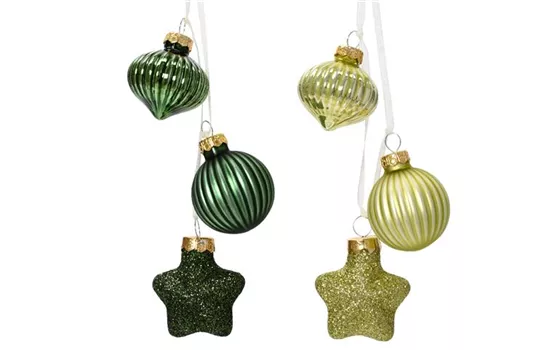 Christbaumkugeln Stern, Kugel, Zapfen in grün Christbaumkugeln Stern, Kugel, Zapfen in grün