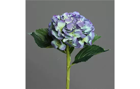 Hortensie (Hydrangea), Blau weiss - 1 Blütenkopf, 3 Blätter, Textil Hortensie (Hydrangea), Blau weiss - 1 Blütenkopf, 3 Blätter, Textil