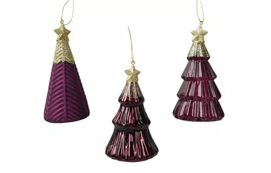 Weihnachtskugel 'Tannenbaum Beere Mauve'