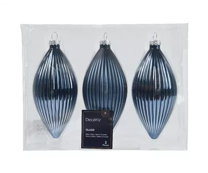 Christbaumkugeln 3er Set Oliven-Zapfen Nachtblau aus echten Glas Christbaumkugeln 3er Set Oliven-Zapfen Nachtblau aus echten Glas