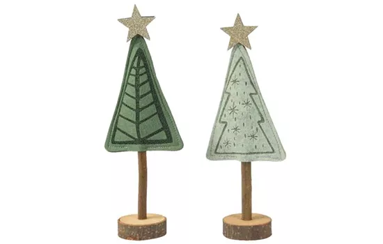 Deko Tannenbaum grün mit goldenem Stern 2er Set