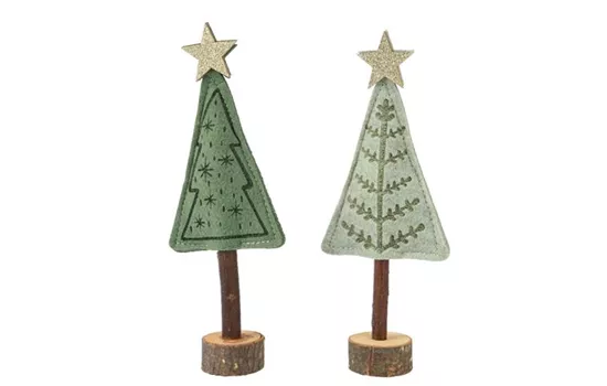 Deko Tannenbaum grün mit goldenem Stern 2er Set