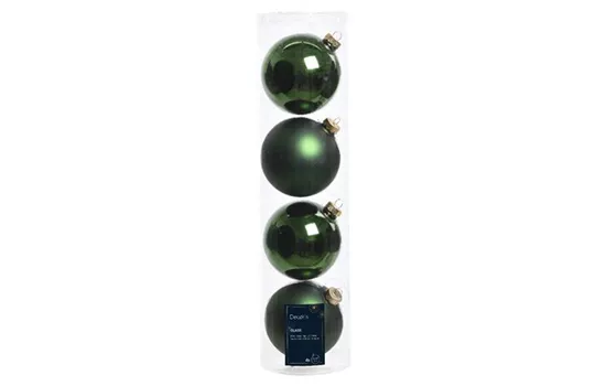 Christbaumkugeln „Piniengrün Matt“ Ø 10 cm – 4er-Set 