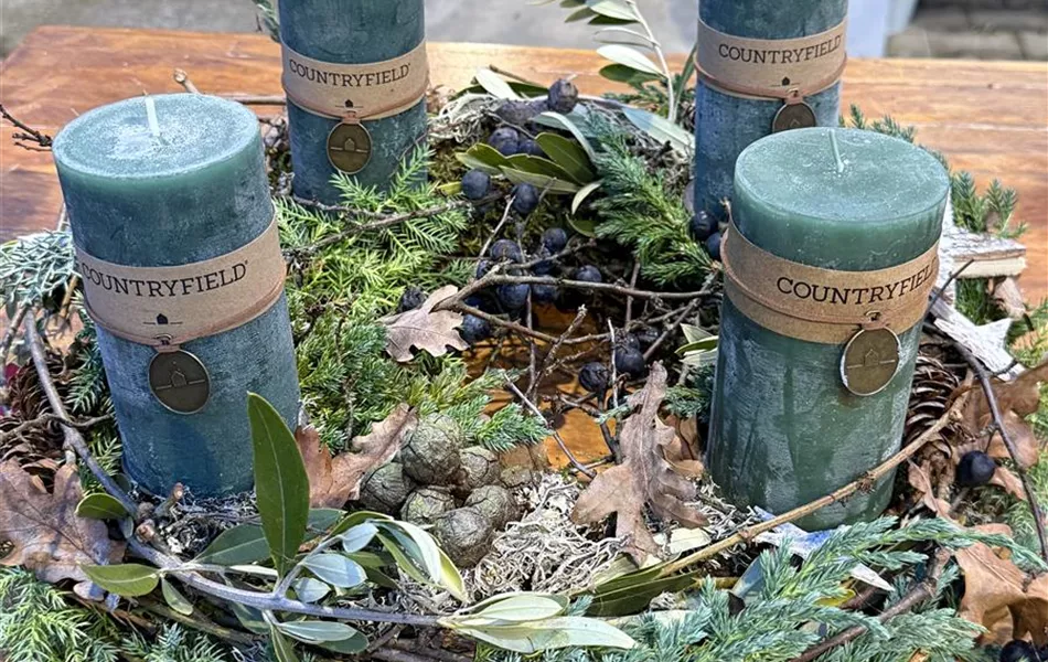 Adventskranz „Piniengrün – Natur Edition“ | Naturkranz