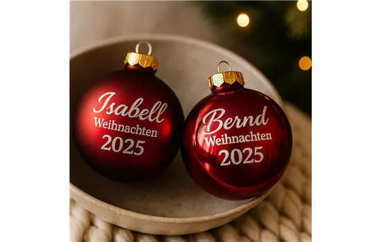 Personalisierte Weihnachtskugel, mit Wunschname, Jahr oder Symbol