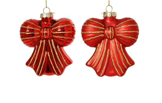 Christbaumschmuck Schleife aus Glas im 2er-Set – 6 Farben, 10 cm